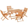 Outsunny Conjunto De Jardín De Madera Plegable 5 Piezas Set De 1 Mesa 120x70x72 Cm Y 4 Sillas 60x55x91 Cm Muebles De Comedor Para Terraza Balcón Exterior Teca