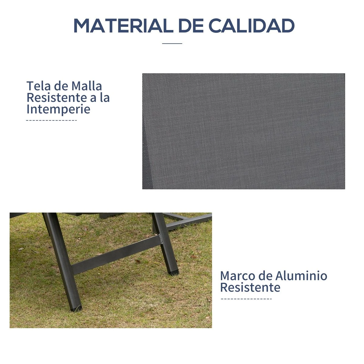 Outsunny Tumbona De Jardín Relinable Tumbona Plegable De Aluminio Con Respaldo Ajustable En 5 Posiciones Para Terraza Piscina Exterior Carga Máx. 150 Kg 69x140x107 Cm Gris - Imagen 6