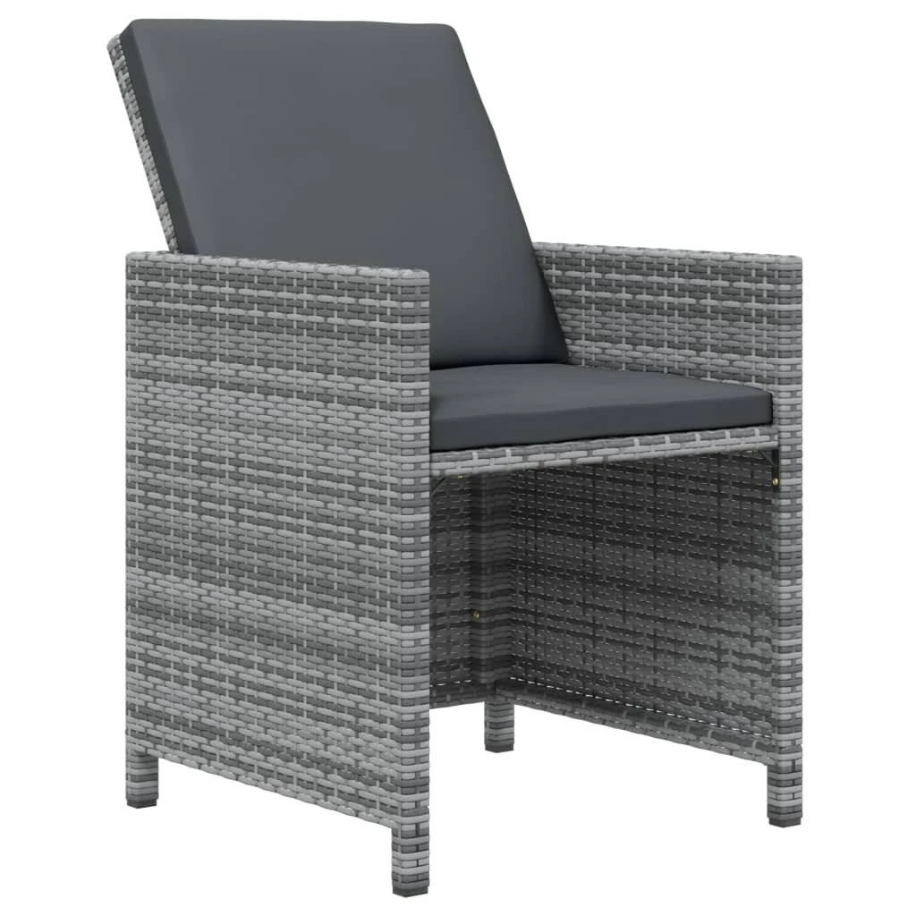 Set Comedor Jardín 11 Pzas Con Cojines Ratán Sintético Gris VidaXL - Imagen 5