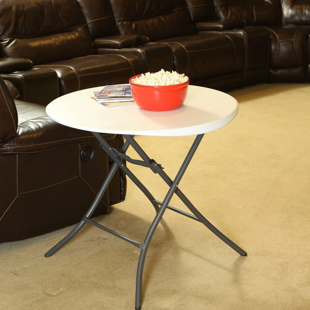 Mesa Auxiliar Plegable Redonda Blanco LIFETIME Ø84 X 74 Cm - Imagen 5
