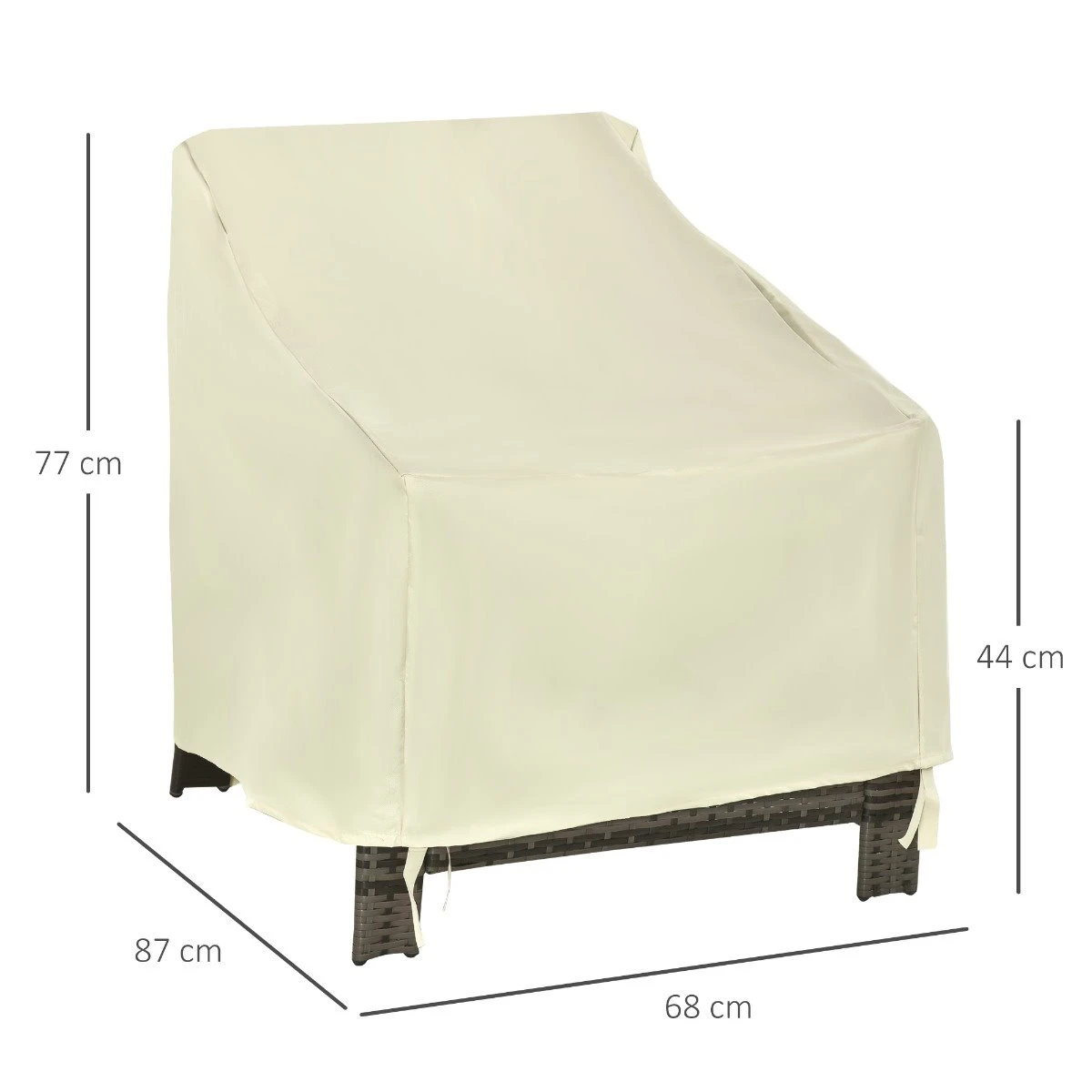 Outsunny Funda Protectora Para Sillas Cubierta De Muebles Sillón Impermeable Exterior Jardín Protección Contra Lluvia Y Sol 68x87x77cm 600D Tela Oxford - Imagen 3