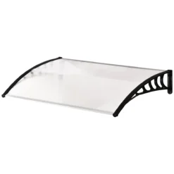 Outsunny Tejadillo De Protección Para Puertas Ventanas Contra Sol Y Lluvia Marquesina De Techo Diseño Moderno Aleación De Aluminio Duradero 122x89x24 Cm Transparente