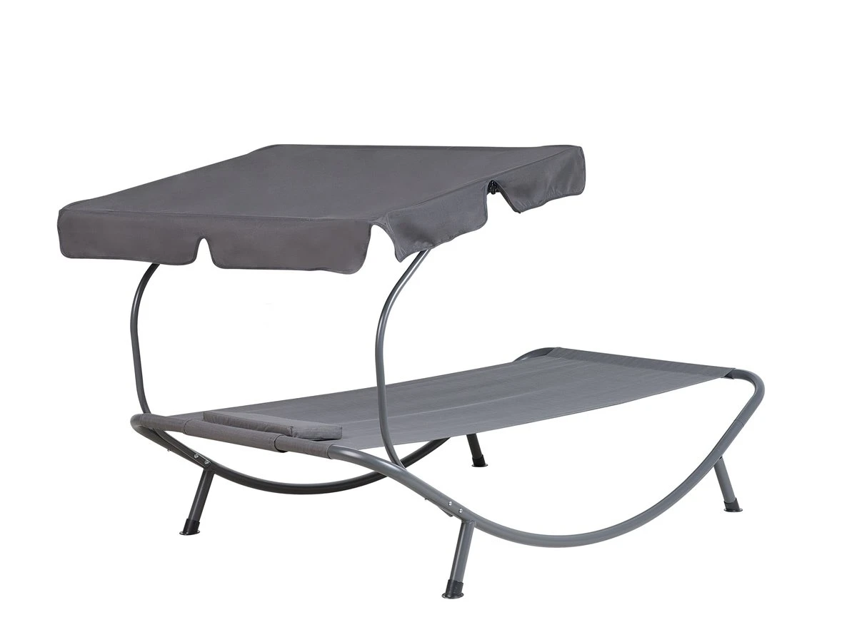 Tumbona De Jardín Metal Gris Con Techo Ajustable TERNO - Imagen 6