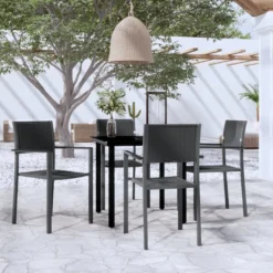 Juego De Comedor Para Jardín 5 Piezas Negro VidaXL