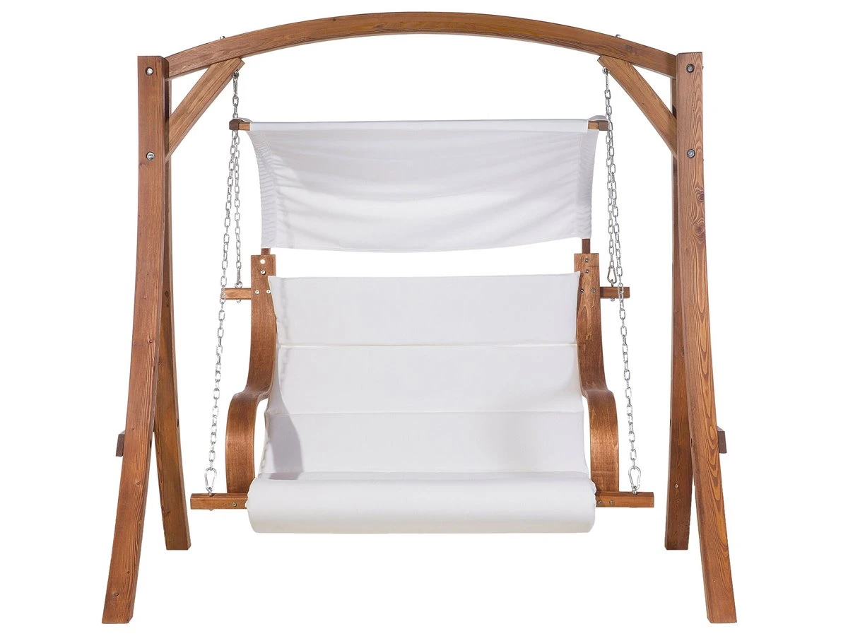 Columpio De Madera De Alerce Oscura/beige Crema APRILIA - Imagen 7