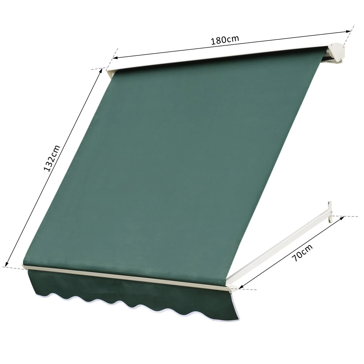 Outsunny Toldo De Ventana Toldo Manual De Aluminio Retráctil Para Exterior Toldo De Balcón Ángulo Ajustable Impermeable Tela De Poliéster 180x70cm Verde - Imagen 3