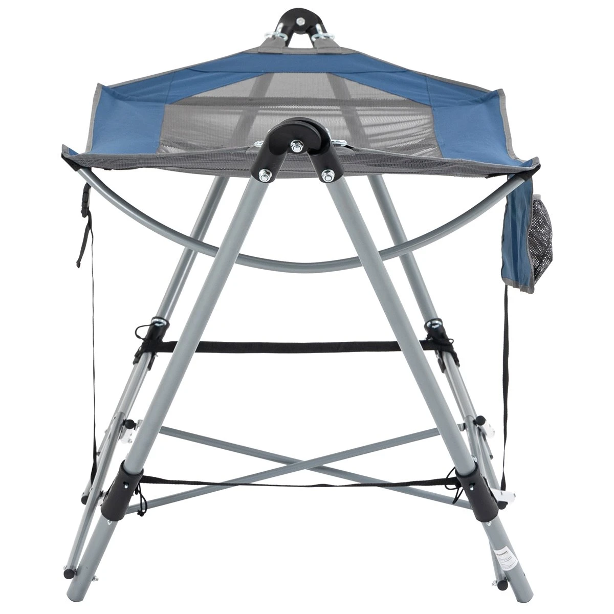 Outsunny Hamaca De Jardín Con Soporte Plegable Con Cama De Tela Oxford Y Malla Transpirable Bolsillo De Almacenaje Y Bolsa De Transporte 235,5x82x90,5 Cm Azul Y Plata - Imagen 7
