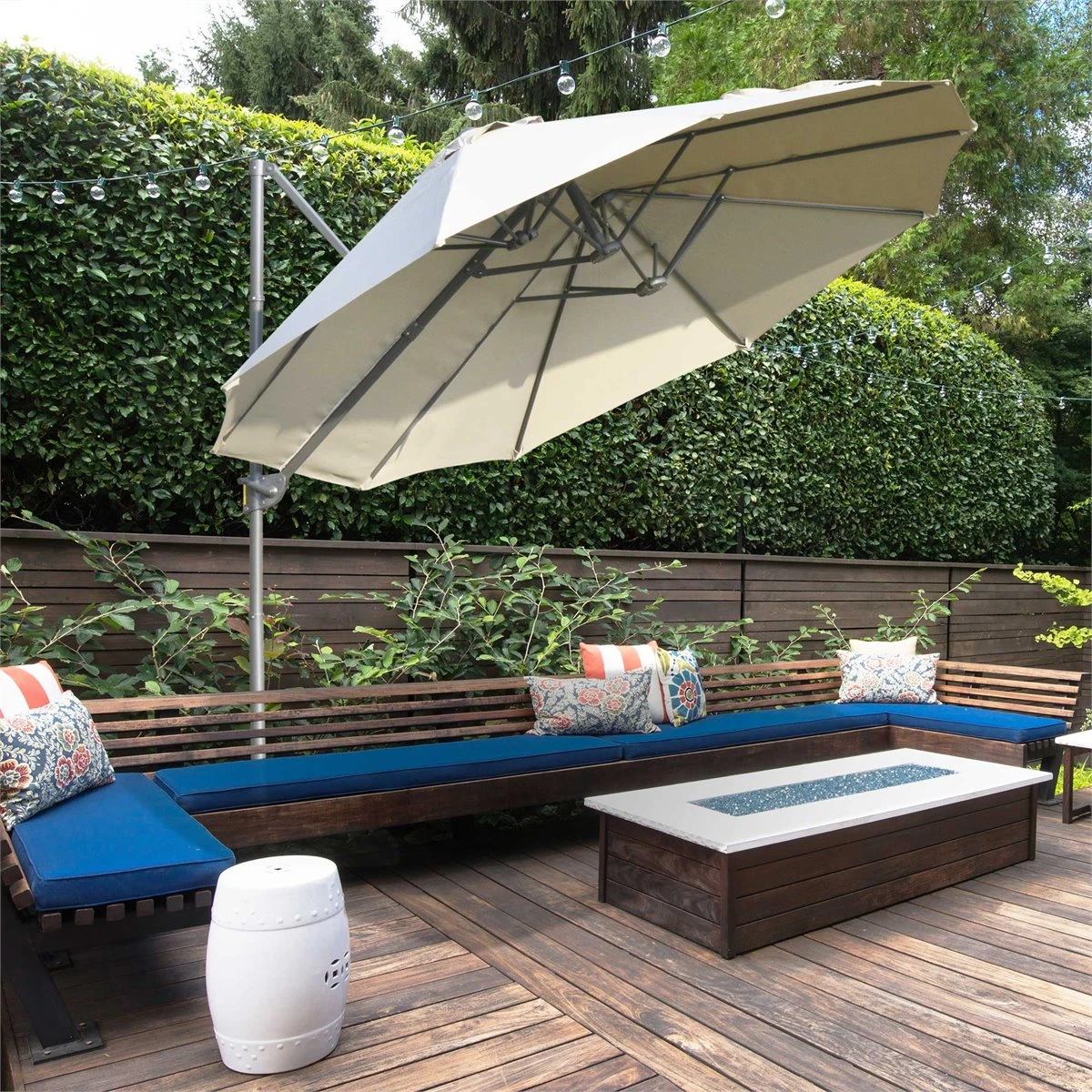 Outsunny Sombrilla Doble Parasol Grande Inclinable Para Jardín Con Manivela Abrir Y Cerrar Fácilmente 12 Varillas De Acero Ofrece Una Alta Estabilidad 270x440x250 Cm Marrón Y Negro - Imagen 2
