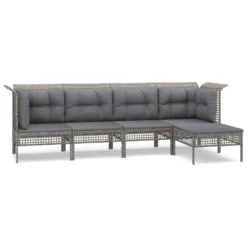 Set De Muebles De Jardín 5 Pzas Y Cojines Ratán Sintético Gris VidaXL