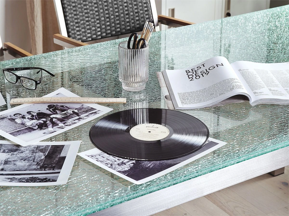 Conjunto De Jardín Mesa En Vidrio 180x90 Cm Con 6 Sillas Negras GROSSETO - Imagen 6