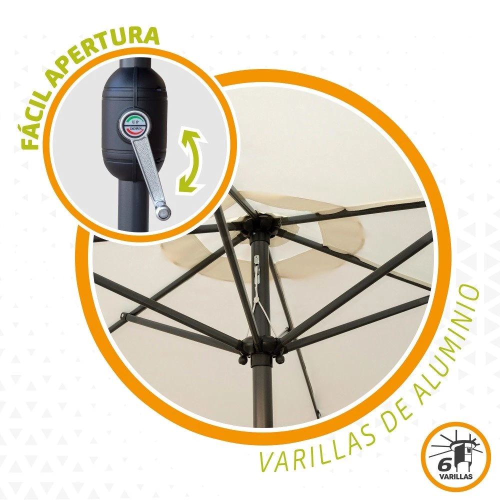 Sombrilla Para Terraza Y Jardín Ø270 Cm C/protección UV50 Aktive - Imagen 5