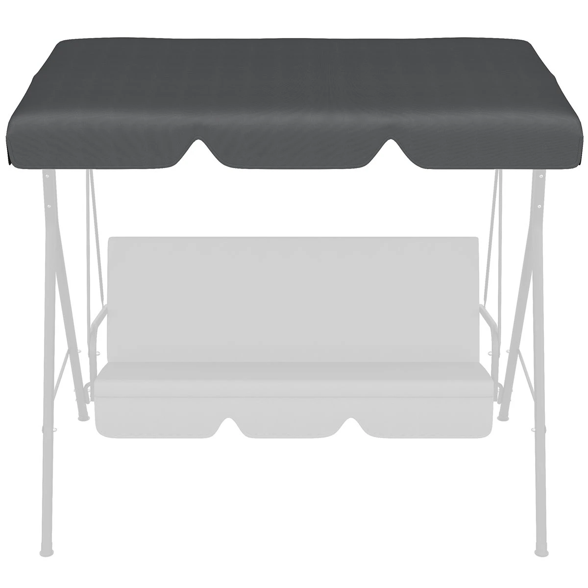 Outsunny Toldo De Repuesto Para Columpio De 3 Plazas Techo Universal Para Balancín De Jardín Tela De Poliéster Protección Solar 156x117x15 Cm Gris - Imagen 7