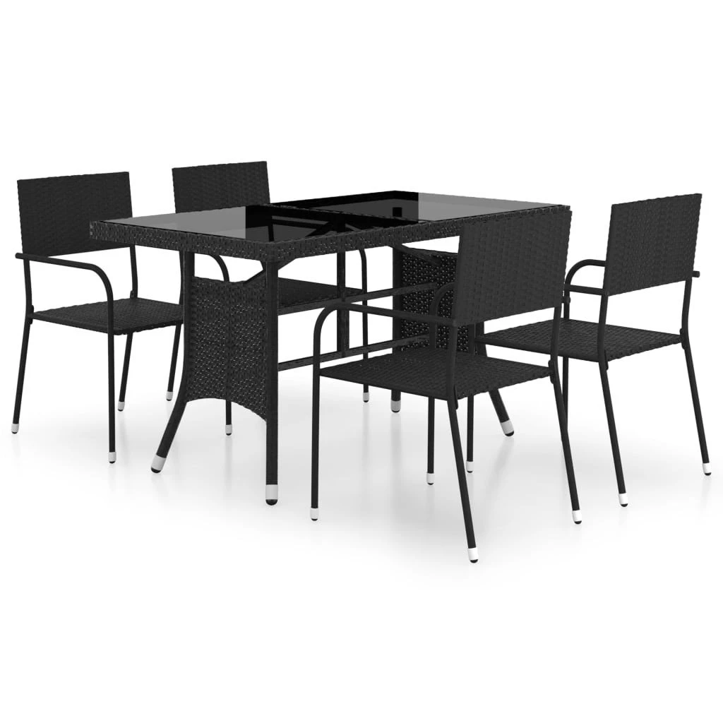Juego De Comedor Para Jardín 5 Piezas Ratán Sintético Negro VidaXL - Imagen 2