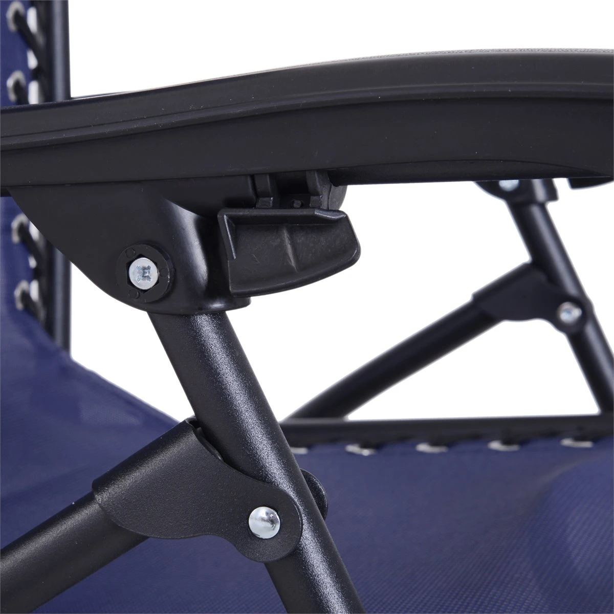 Outsunny Tumbona Plegable De Jardín Silla Gravedad Cero Sillón De Playa Relajante Texteline Marco Acero Carga 120kg 90x65x110 Cm Azul - Imagen 6