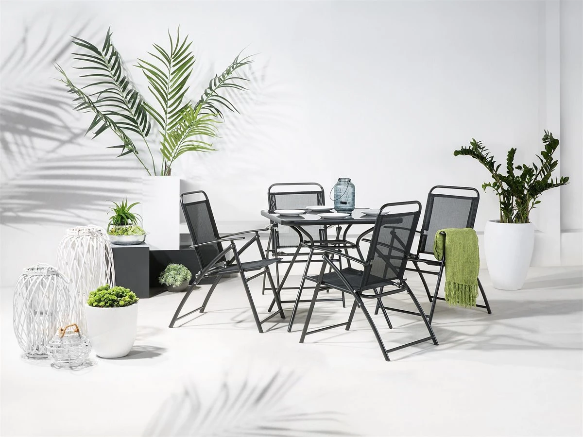 Conjunto De 4 Sillas De Jardín De Metal Negro LIVO - Imagen 7