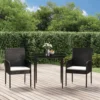 Set Comedor De Jardín 3 Pzas Con Cojines Ratán Sintético Negro VidaXL