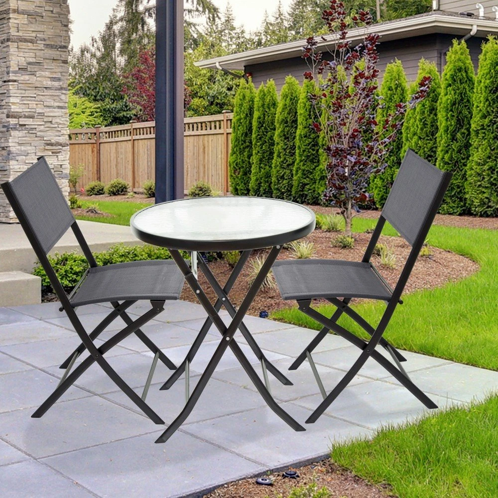 Conjunto Muebles Terraza Y Balcón C/2 Sillas Y Mesa Redonda Plegables Aktive - Imagen 6