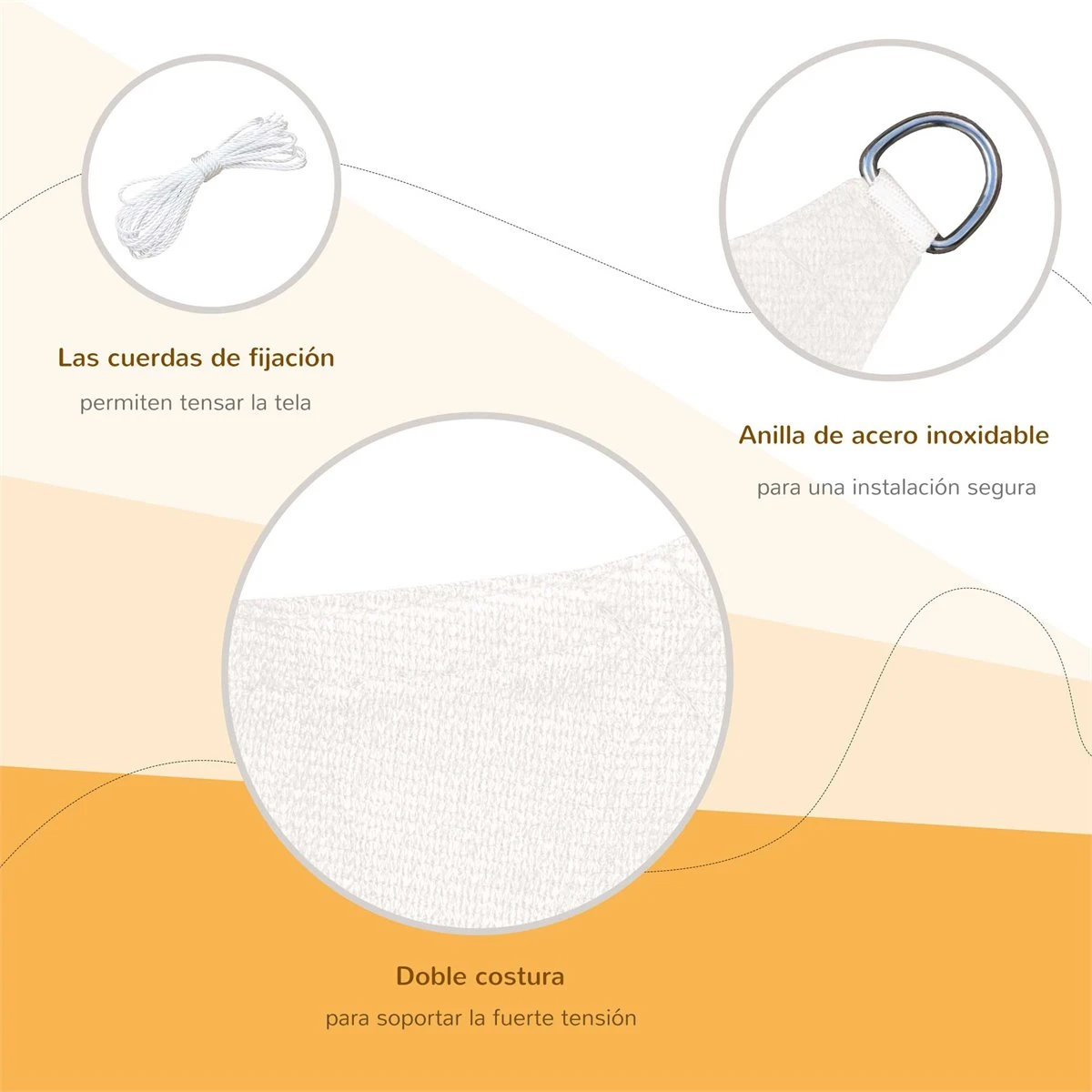 Outsunny Toldo Vela Rectángulo 4x6m Toldo Parasol Vela De Sombra Protección UV Poliéster Para Patio Terraza Jardín - Imagen 7