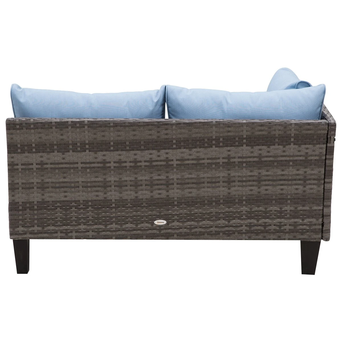 Outsunny Conjunto De Sofás De Ratán Para Exterior Modulares Con Cojines Desenfundables Mesa De Centro Y Puf Independiente - Imagen 11