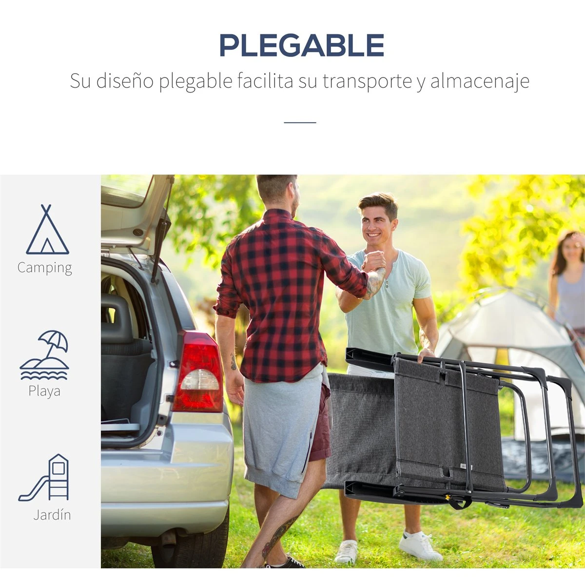 Outsunny Tumbona De Jardín Relinable Tumbona Plegable De Aluminio Con Respaldo Ajustable En 5 Posiciones Para Terraza Piscina Exterior Carga Máx. 150 Kg 69x140x107 Cm Gris - Imagen 5