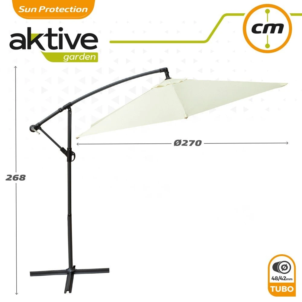 Parasol Excéntrico Banana 270 Cm Crema Mástil Aluminio Aktive Garden - Imagen 6