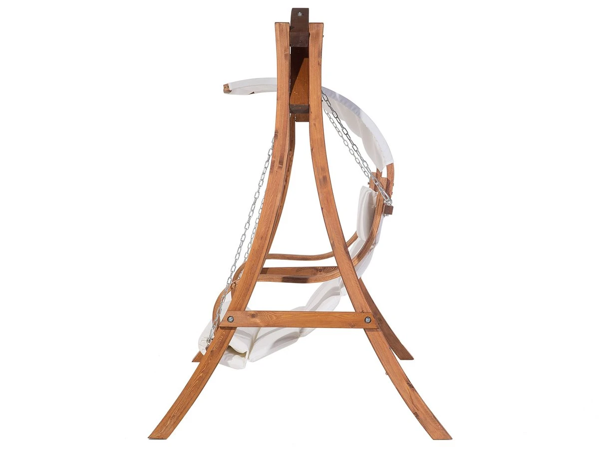 Columpio De Madera De Alerce Oscura/beige Crema APRILIA - Imagen 5