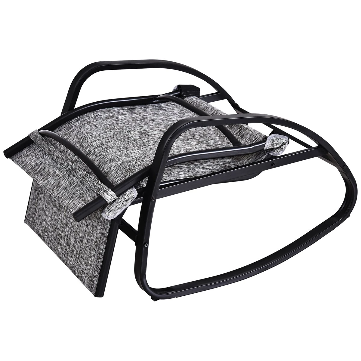 Outsunny Tumbona Mecedora De Exterior Con Respaldo Y Reposapiés Regulables 64x69x108 Cm Gris - Imagen 6