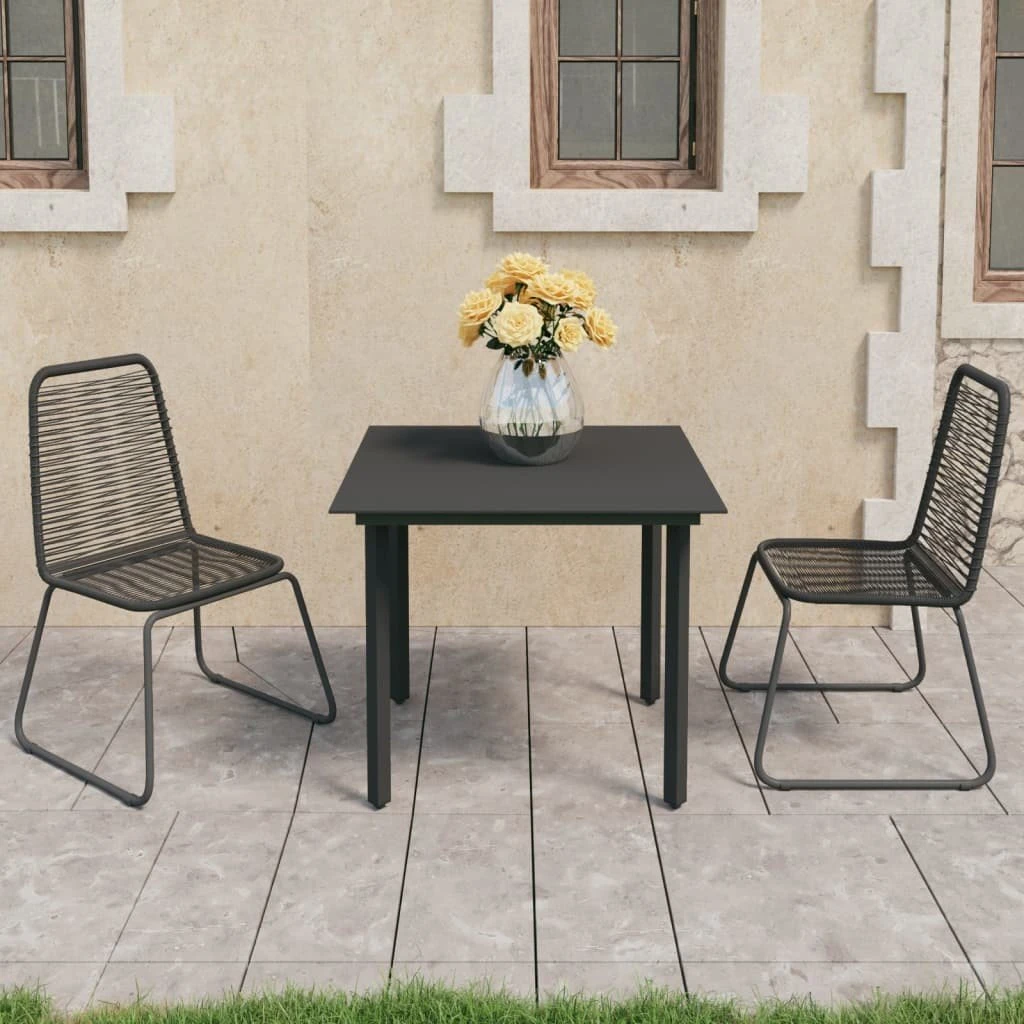 Set De Comedor De Jardín De 3 Piezas PVC Ratán Negro VidaXL