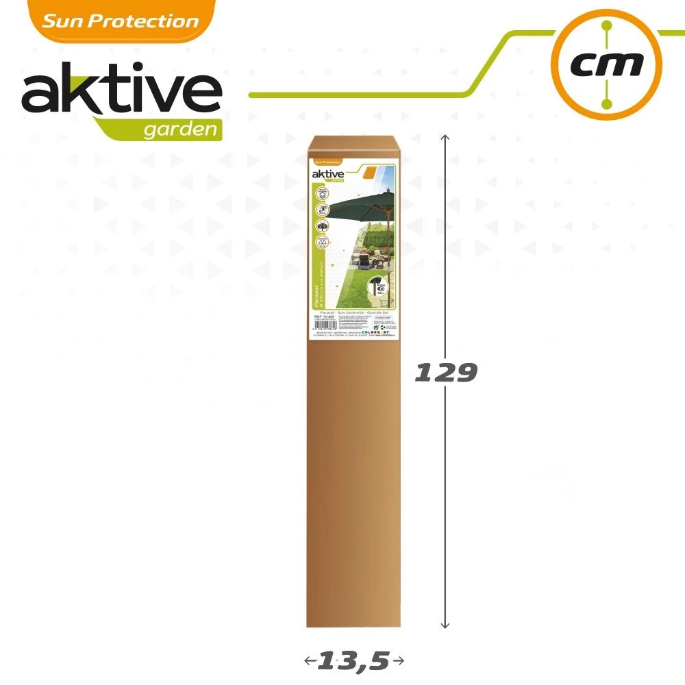 Parasol Hexagonal 250 Cm Color Verde Mástil Aluminio Aktive Garden - Imagen 7
