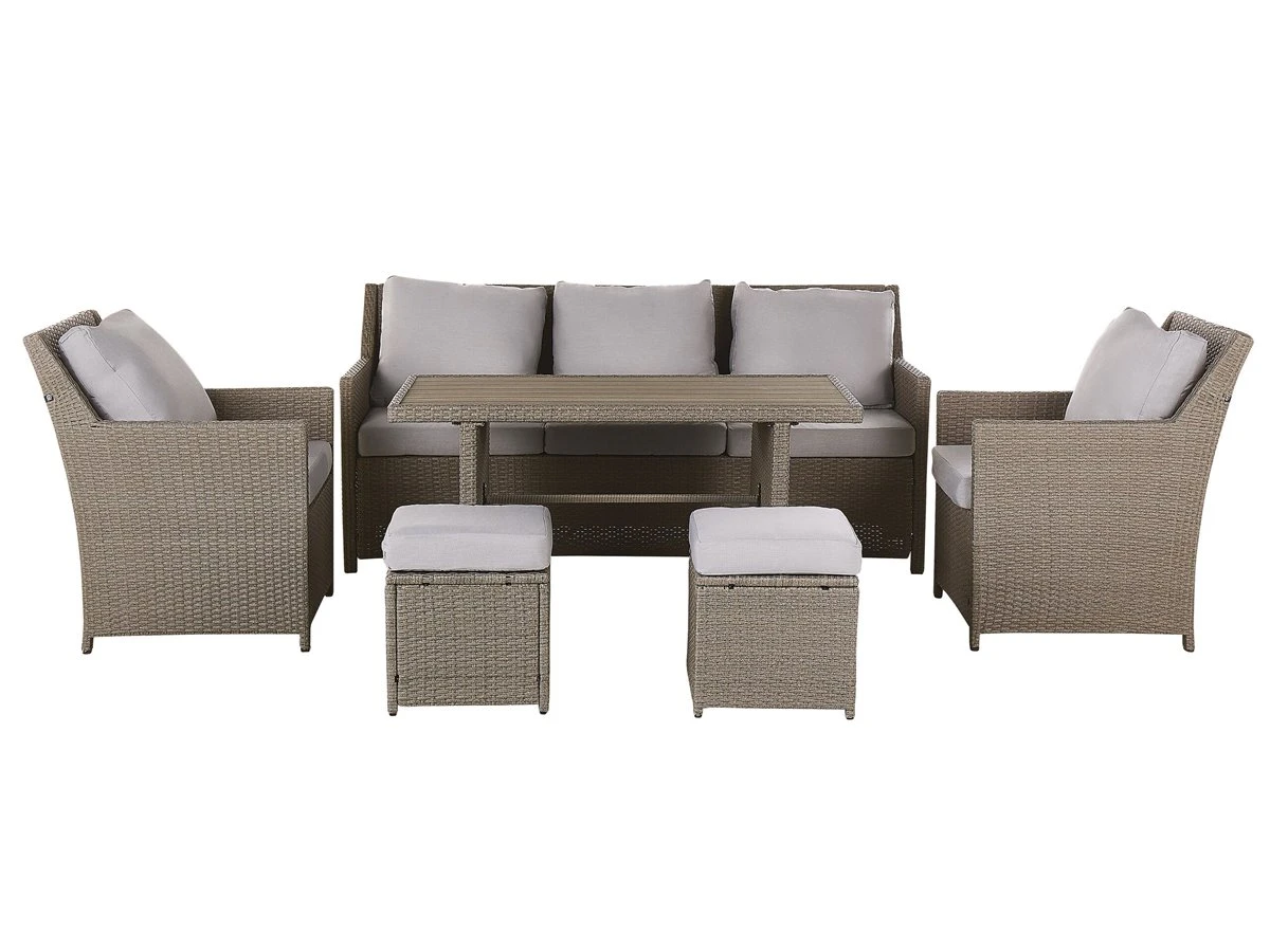 Conjunto De Jardín 5 Plazas De Ratán Beige/gris Pardo FONTI - Imagen 2