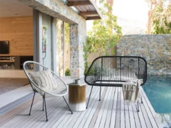 Banco De Jardín 2 Plazas De Ratán Negro ACAPULCO