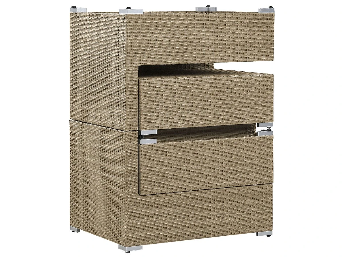 Conjunto De Exterior 2 Plazas De Ratán Marrón/blanco Crema NOTO - Imagen 10