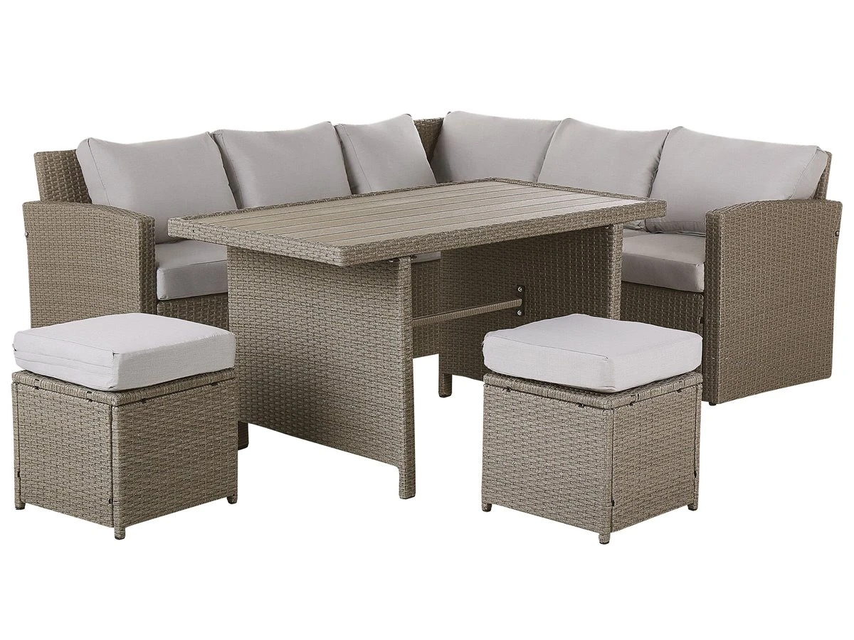 Conjunto De Jardín 5 Plazas De Ratán Gris Pardo/beige BARDI - Imagen 6