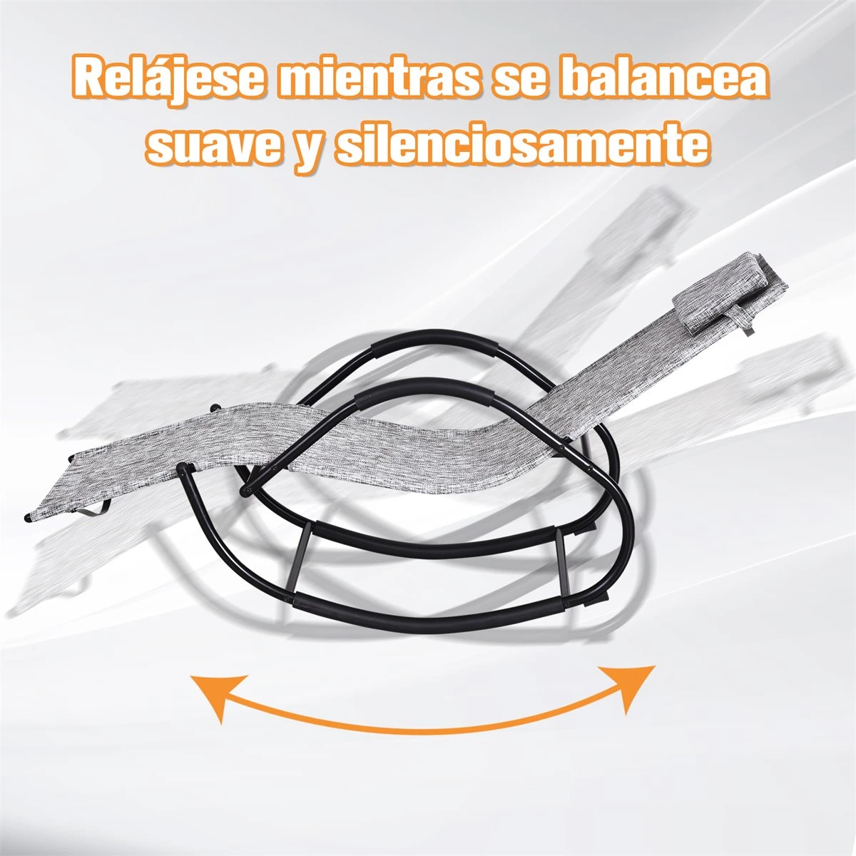 Outsunny Mecedora Para Exterior Tumbona Con Reposabrazos Y Función Balancín Para Terraza 160x61x79 Cm Gris - Imagen 7