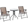 Outsunny Conjunto Mesa Y 2 Sillas Muebles Para Jardín Exterior Patio Terraza Silla Plegable Respaldo Reclinable A 4 Niveles Texteline Marco Acero Marrón