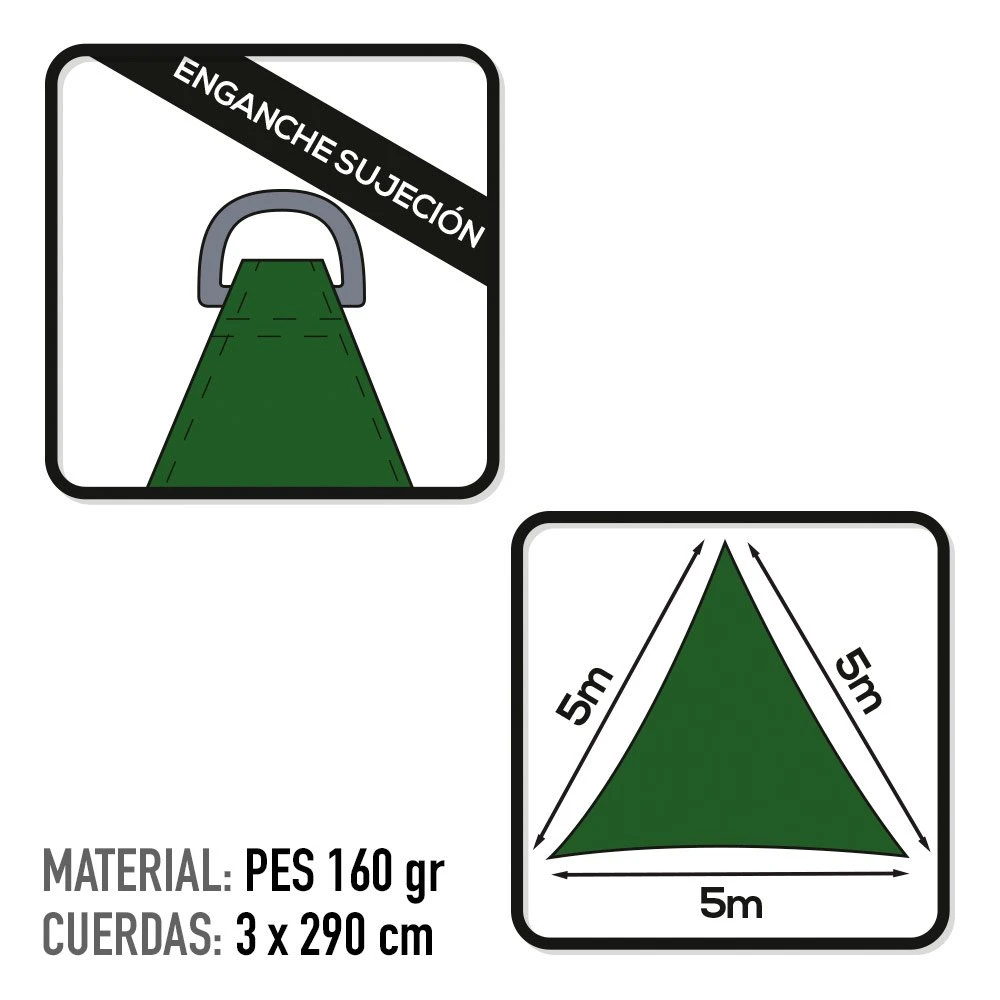 Toldo Vela Triangular Aktive Garden Verde - Imagen 3