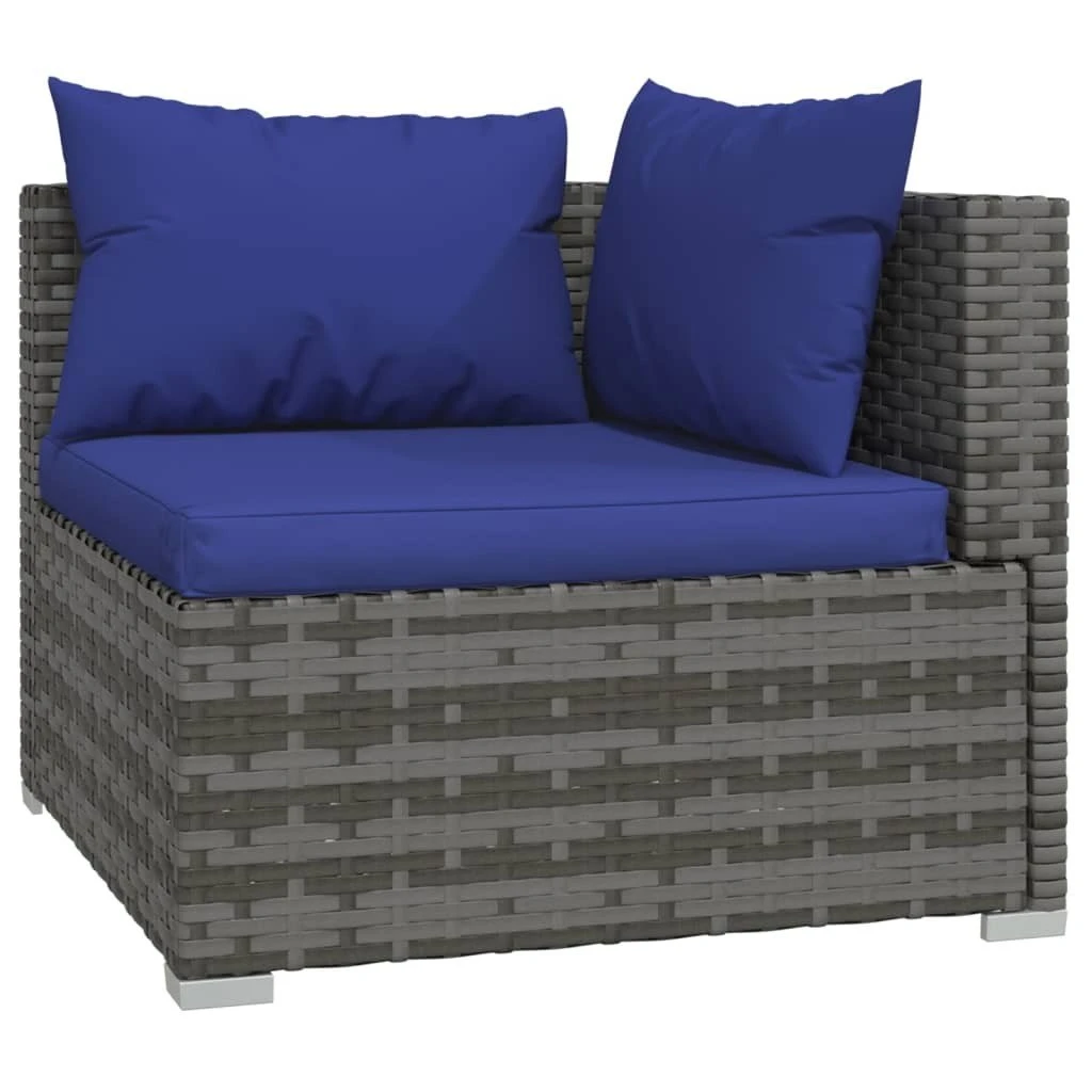 Set De Muebles De Jardín 9 Pzas Y Cojines Ratán Sintético Gris VidaXL - Imagen 5