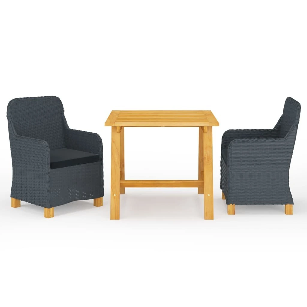 Juego De Comedor Para Jardín 3 Piezas Gris Oscuro VidaXL - Imagen 3