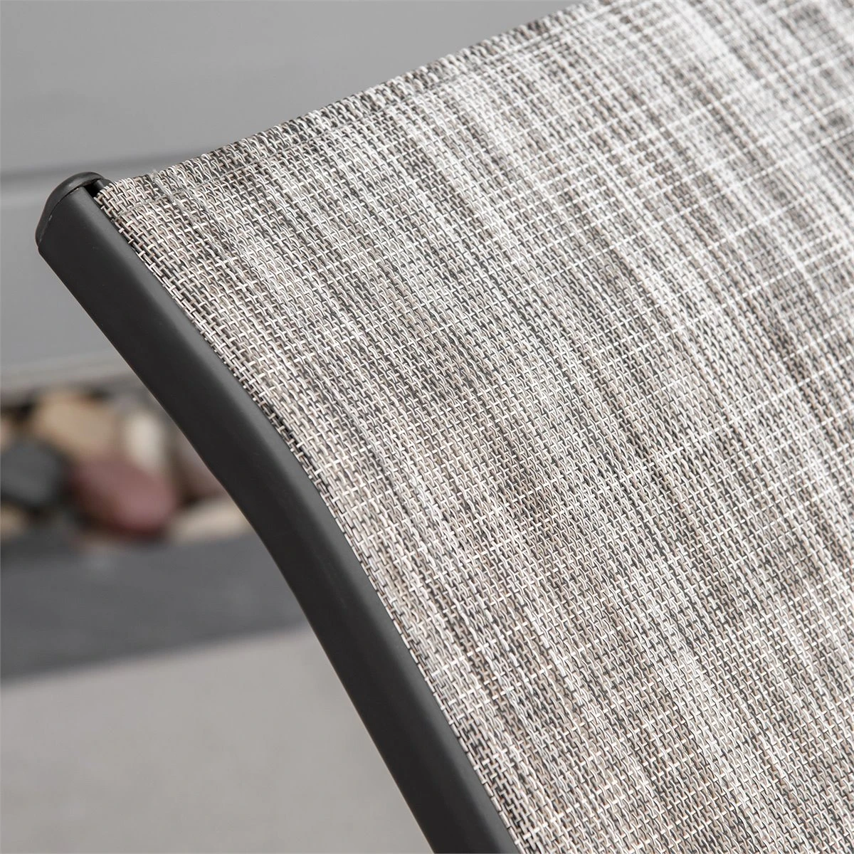 Outsunny Tumbona Plegable De Jardín Con Reposabrazos Reposapiés Respaldo Transpirable Y Marco De Metal Ergonómico Para Terraza Playa Camping 170x62x68 Cm Gris - Imagen 7