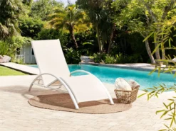 Tumbona De Metal/textil Trenzado Beige/blanco GAETA