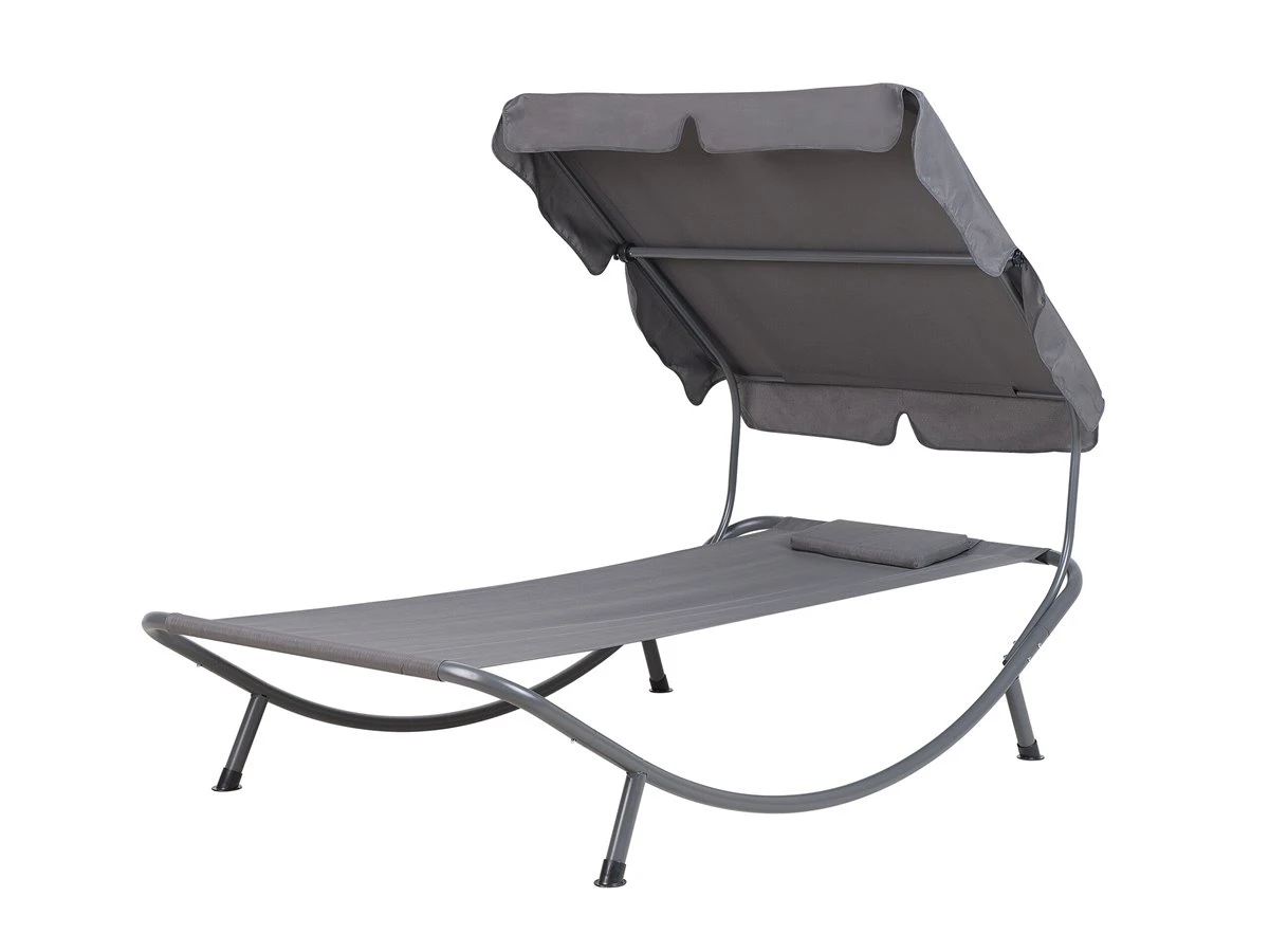 Tumbona De Jardín Metal Gris Con Techo Ajustable TERNO - Imagen 4