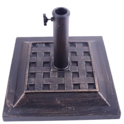 Outsunny Base Para Sombrilla De Jardín Peso Neto 9 Kg Soporte De Parasol Apto Para Mástil De 38mm/48mm Para Terraza Patio Exterior Ø44x32 Cm Bronce