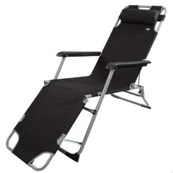 Tumbona Plegable Jardín Multiposición Negra C/cojín Aktive