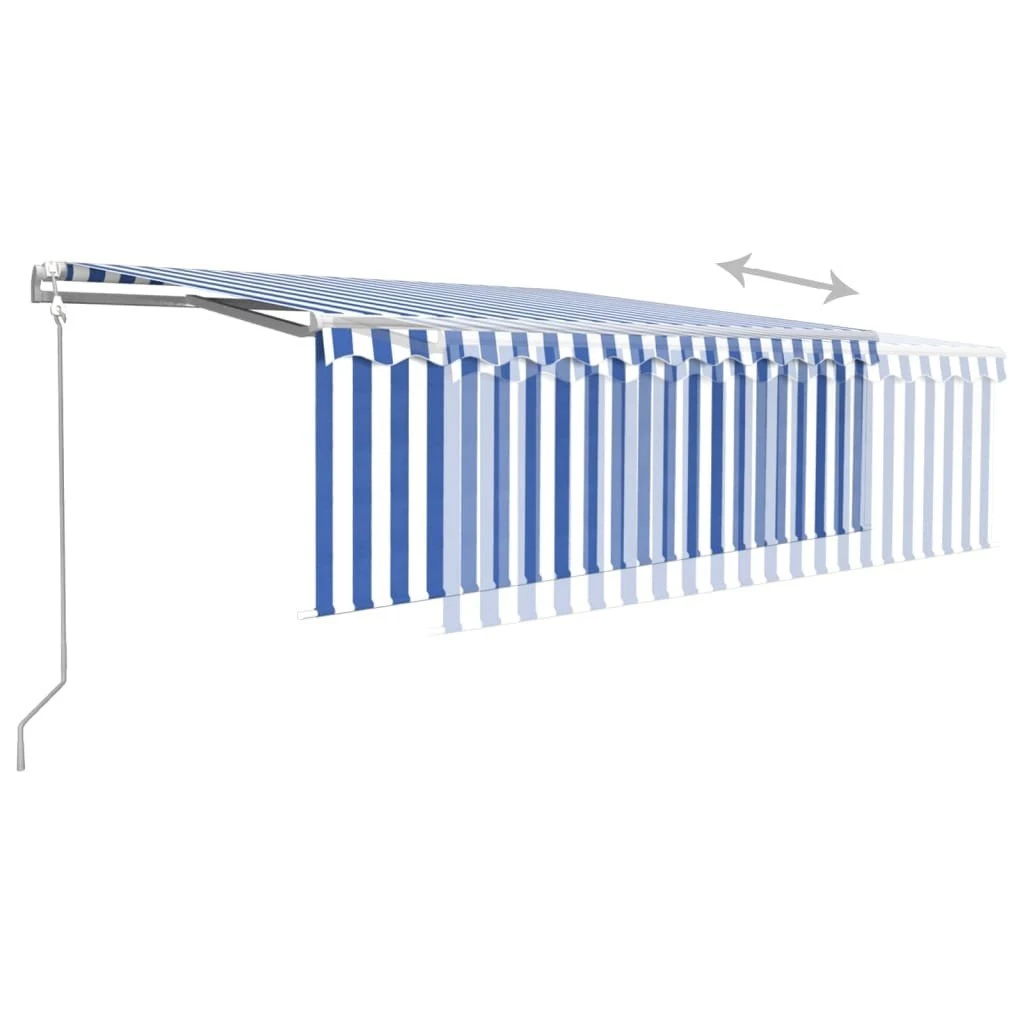 Toldo Retráctil Automático Con Persiana 4,5x3 M Azul Y Blanco VidaXL - Imagen 4