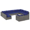 Set De Muebles De Jardín 11 Pzas Y Cojines Ratán Sintético Gris VidaXL