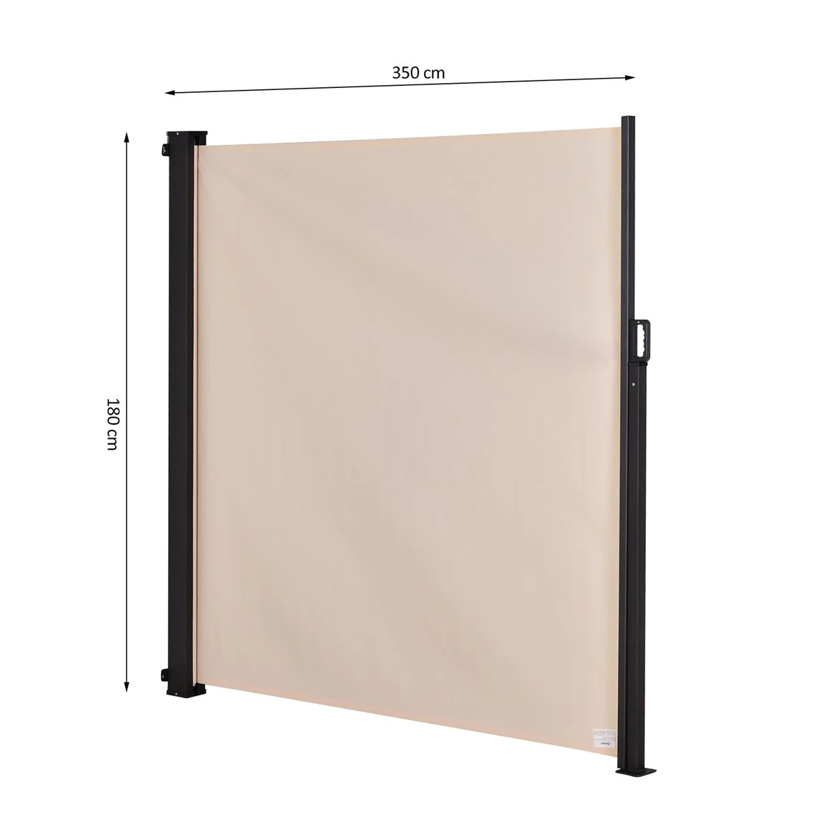 Outsunny Toldo Lateral Retráctil Exterior 350x180cm Pantalla De Privacidad Contra Sol Viento Visión Para Jardín Patio Balcón Tejado Hecho De Aluminio Poliéster Montar Utilizar Fácil Beige - Imagen 3