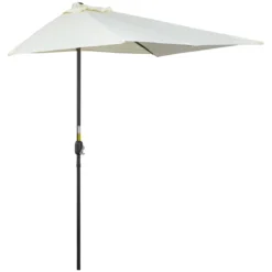 Outsunny Sombrilla Semicircular 230x130x245 Cm Parasol Para Pared De Jardín Con Manivela Y Mástil De Metal De Ø38 Mm Terraza Balcón Beige
