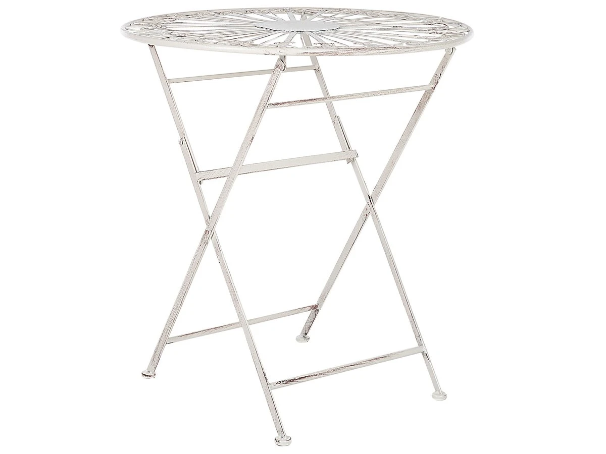 Mesa De Balcón De Metal Blanco Crema ø 70 Cm SCAFA - Imagen 2
