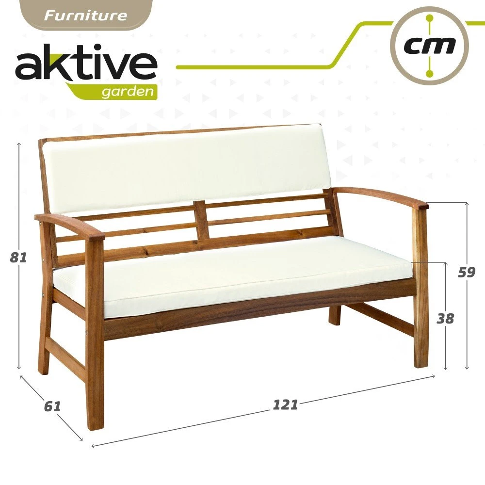 Conjunto Jardín En Madera De Acacia Con Mesa, Banco Y 2 Sillones Aktive Garden - Imagen 7