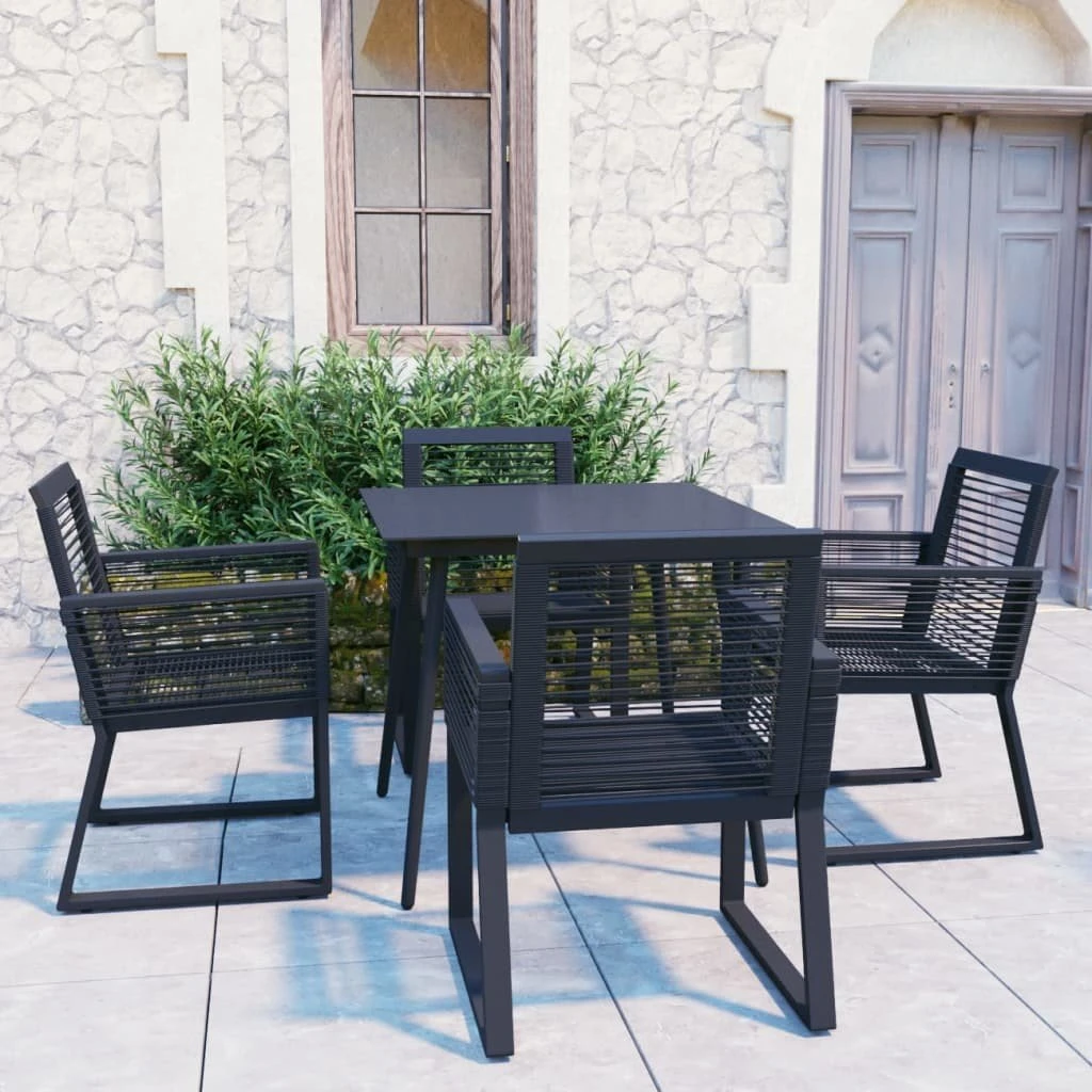 Juego De Comedor Para Jardín 5 Piezas Ratán PVC Negro VidaXL - Imagen 3